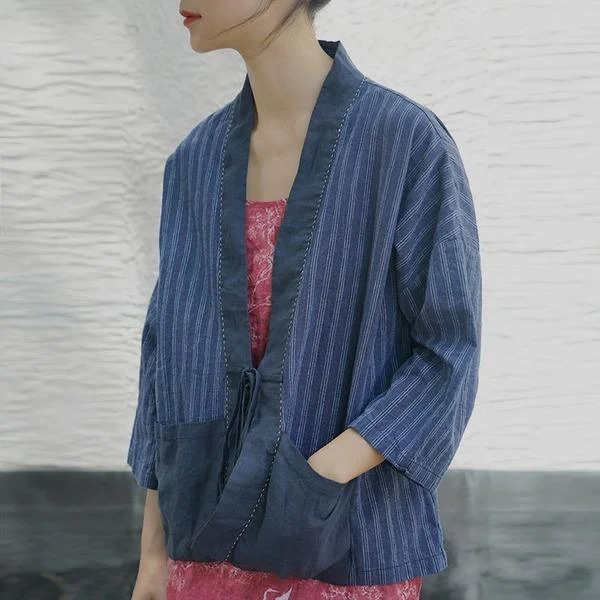 Oversized women's wool coats in a monochromatic look for a trendy outfitRetro Irregular Patchwork Stripe Lace Up V-neck Long Sleeve Cardigan Coat Oversized women's wool coats in a monochromatic look for a trendy outfitRetro Irregular Patchwork Stripe Lace Up V-neck Long Sleeve Cardigan Coat