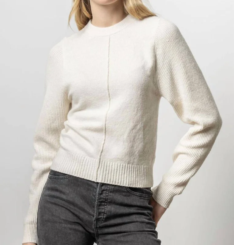 Mock Neck Women's Alpaca Wool Sweaters in Earth TonesRib Sleeve Crewneck Sweater In Off White Mock Neck Women's Alpaca Wool Sweaters in Earth TonesRib Sleeve Crewneck Sweater In Off White