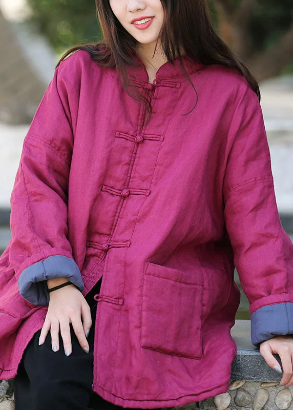 Plus size women's wool blend coats for a warm and stylish winterRose Warm Fine Cotton Filled Coats Mandarin Collar Button Winter Plus size women's wool blend coats for a warm and stylish winterRose Warm Fine Cotton Filled Coats Mandarin Collar Button Winter
