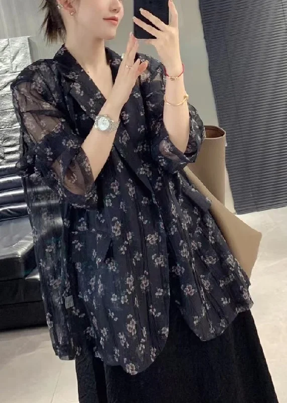 Petite women's wool blend coats with a tailored fit for a flattering silhouetteSimple Black Oversized Print Chiffon UPF 50+ Coat Jacket Spring Petite women's wool blend coats with a tailored fit for a flattering silhouetteSimple Black Oversized Print Chiffon UPF 50+ Coat Jacket Spring