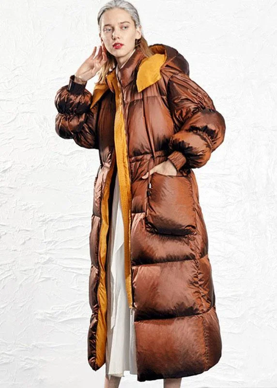 Hooded women's puffer coats in neon colors for high - visibility sportsSimple Caramel fashion drawstring Thick Winter Duck Down Puffer Coat Hooded women's puffer coats in neon colors for high - visibility sportsSimple Caramel fashion drawstring Thick Winter Duck Down Puffer Coat