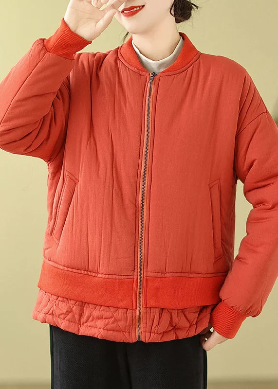Hooded women's puffer coats in neon colors for high - visibility sportsSimple Orange Oversized Patchwork Fine Cotton Filled Women Witner Coats Hooded women's puffer coats in neon colors for high - visibility sportsSimple Orange Oversized Patchwork Fine Cotton Filled Women Witner Coats