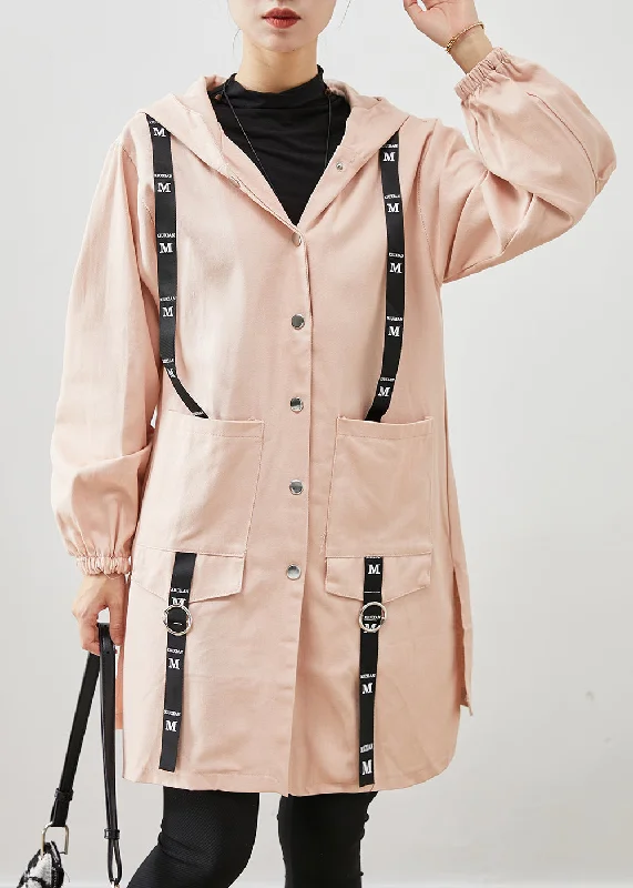 Women's cropped leather coats with silver studs for an edgy lookSimple Pink Oversized Patchwork Cotton Hooded Coat Fall Women's cropped leather coats with silver studs for an edgy lookSimple Pink Oversized Patchwork Cotton Hooded Coat Fall