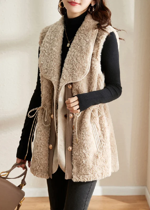 Women's faux fur coats in bright colors for a bold fashion statementSlim Fit Beige Notched Patchwork Button Thick Faux Fur Waistcoat Fall Women's faux fur coats in bright colors for a bold fashion statementSlim Fit Beige Notched Patchwork Button Thick Faux Fur Waistcoat Fall