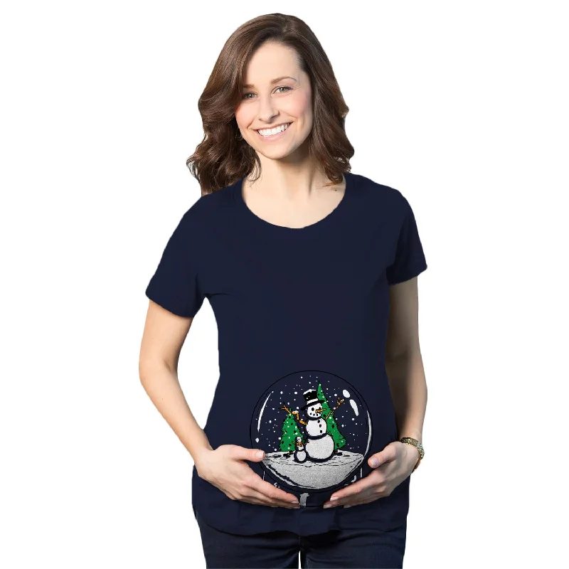 Organic Cotton Women T Shirt for Eco - Conscious WearersSnow Globe Snowman Maternity T Shirt Organic Cotton Women T Shirt for Eco - Conscious WearersSnow Globe Snowman Maternity T Shirt