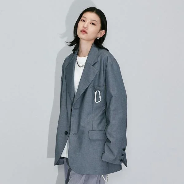 Hooded women's puffer coats in neon colors for high - visibility sportsSolid Color Women Casual Blazer Fashion Simplicity Notched Collar Loose Coat Autumn and Winter New Street Trendy Hooded women's puffer coats in neon colors for high - visibility sportsSolid Color Women Casual Blazer Fashion Simplicity Notched Collar Loose Coat Autumn and Winter New Street Trendy