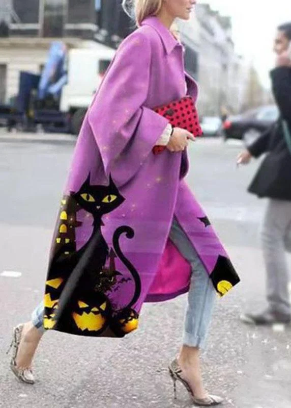 Mid - length women's down coats in a slim fit for a modern and sleek appearanceStreet Rose Peter Pan Collar Print Patchwork Fall Long sleeve Coat Mid - length women's down coats in a slim fit for a modern and sleek appearanceStreet Rose Peter Pan Collar Print Patchwork Fall Long sleeve Coat