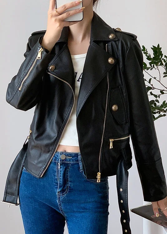 Women's longline double - breasted camel coats for a sophisticated lookStyle Black Zip Up Pockets Patchwork Faux Leather Jackets Fall Women's longline double - breasted camel coats for a sophisticated lookStyle Black Zip Up Pockets Patchwork Faux Leather Jackets Fall