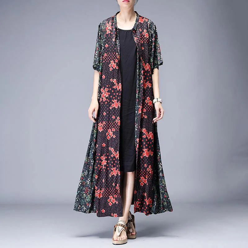 Women's pea coats with brass buttons for a nautical - inspired styleStyle clothes red For Women Boho Rural Floral Printed Elegant Casual Coat Women's pea coats with brass buttons for a nautical - inspired styleStyle clothes red For Women Boho Rural Floral Printed Elegant Casual Coat