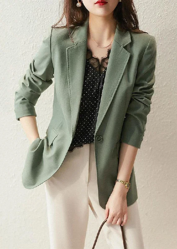 Embroidered women's cotton coats in a bohemian pattern for a unique designStyle Green Notched Button Patchwork Spandex Coat Fall Embroidered women's cotton coats in a bohemian pattern for a unique designStyle Green Notched Button Patchwork Spandex Coat Fall