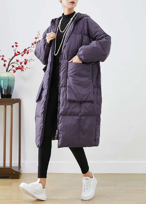 Belted women's cashmere coats in soft pastels for a luxurious feelStyle Purple Oversized Big Pockets Warm Duck Down Jacket In Winter Belted women's cashmere coats in soft pastels for a luxurious feelStyle Purple Oversized Big Pockets Warm Duck Down Jacket In Winter