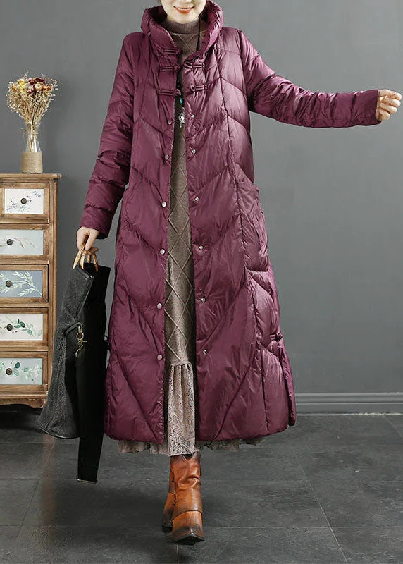 Plus size women's wool blend coats for a warm and stylish winterStyle Purple Stand Collar Solid Lengthen Duck Down Puffer Jacket Winter Plus size women's wool blend coats for a warm and stylish winterStyle Purple Stand Collar Solid Lengthen Duck Down Puffer Jacket Winter