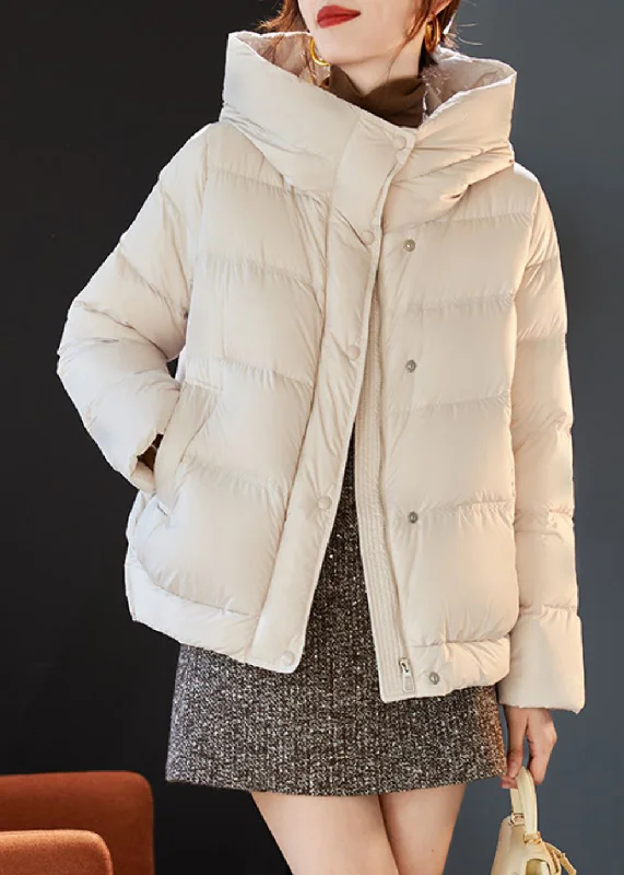 Water - resistant women's trench coats with adjustable cuffs for rainy daysStylish Beige Hooded Duck Down Puffer Coat Winter Water - resistant women's trench coats with adjustable cuffs for rainy daysStylish Beige Hooded Duck Down Puffer Coat Winter