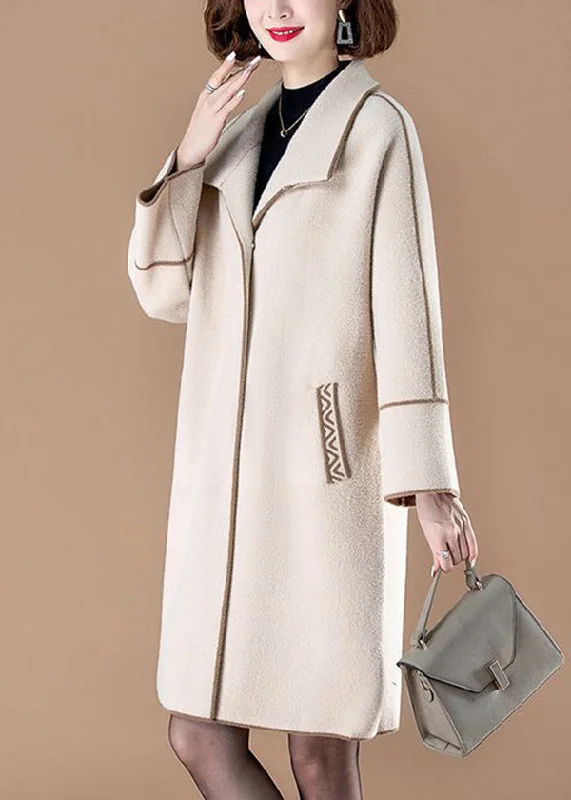 Women's reversible down coats with two - tone designs for versatile stylingStylish Beige Peter Pan Collar Patchwork Woolen Coats Winter Women's reversible down coats with two - tone designs for versatile stylingStylish Beige Peter Pan Collar Patchwork Woolen Coats Winter