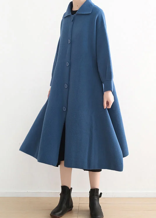 Women's faux fur coats in bright colors for a bold fashion statementStylish Blue Peter Pan Collar Button Side Open Wool Knit Coats Winter Women's faux fur coats in bright colors for a bold fashion statementStylish Blue Peter Pan Collar Button Side Open Wool Knit Coats Winter