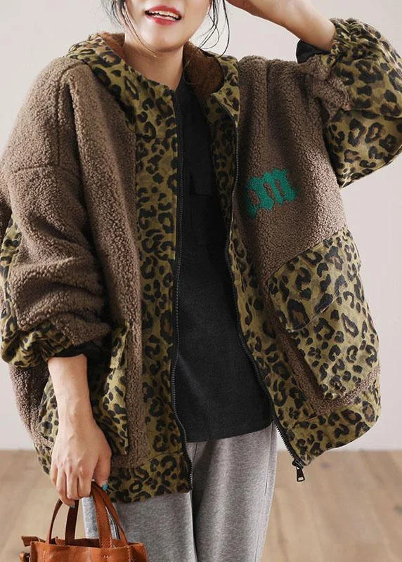 Oversized women's wool coats in a monochromatic look for a trendy outfitStylish Brown Hooded Patchwork Leopard Faux Fur Jackets Winter Oversized women's wool coats in a monochromatic look for a trendy outfitStylish Brown Hooded Patchwork Leopard Faux Fur Jackets Winter