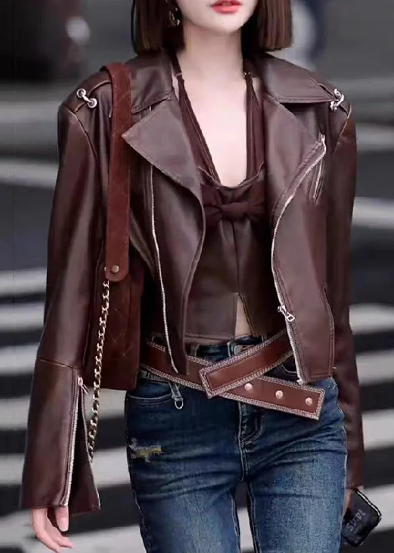 Long women's mac coats in a lightweight fabric for spring showersStylish Coffee Peter Pan Collar Zip Up Patchwork Faux Leather Jackets Fall Long women's mac coats in a lightweight fabric for spring showersStylish Coffee Peter Pan Collar Zip Up Patchwork Faux Leather Jackets Fall