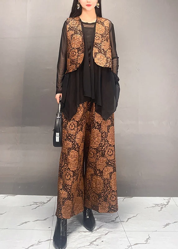 Women's cropped leather coats with silver studs for an edgy lookStylish Gold Tulle Patchwork Coats And Wide Leg Pants Two Piece Set Fall Women's cropped leather coats with silver studs for an edgy lookStylish Gold Tulle Patchwork Coats And Wide Leg Pants Two Piece Set Fall