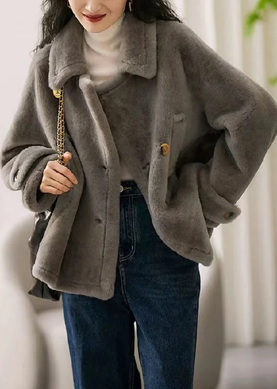 Water - resistant women's trench coats with adjustable cuffs for rainy daysStylish Grey Peter Pan Collar Pockets Patchwork Wool Coats Winter Water - resistant women's trench coats with adjustable cuffs for rainy daysStylish Grey Peter Pan Collar Pockets Patchwork Wool Coats Winter
