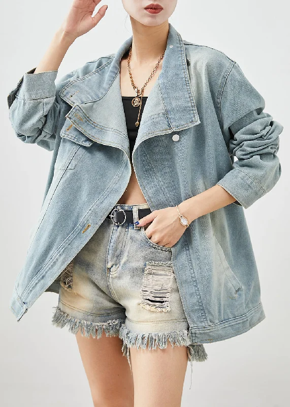 Women's waterproof parka coats with multiple pockets for practicalityStylish Light Blue Asymmetrical Denim Jackets Fall Women's waterproof parka coats with multiple pockets for practicalityStylish Light Blue Asymmetrical Denim Jackets Fall