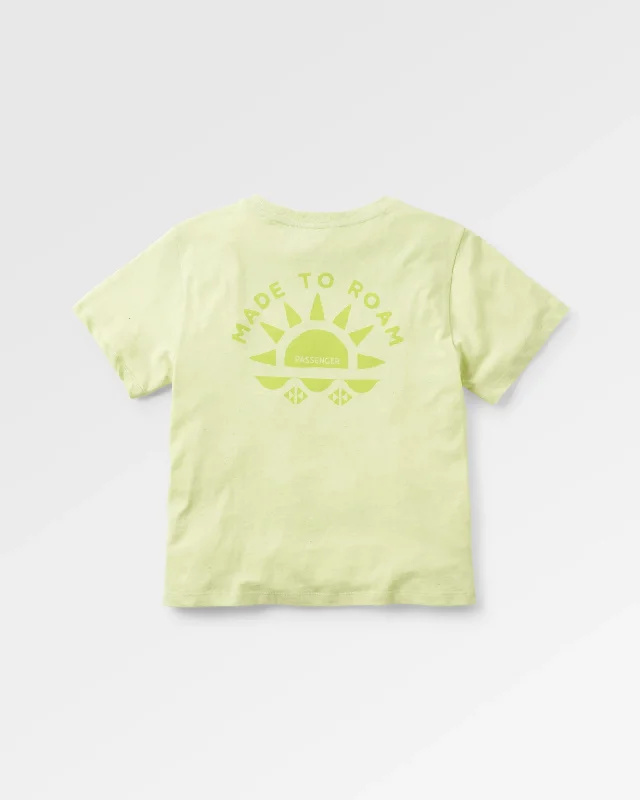 Graphic Print Women T Shirt for a Trendy StatementSunburst Organic T-Shirt - Soft Lime Juice Graphic Print Women T Shirt for a Trendy StatementSunburst Organic T-Shirt - Soft Lime Juice