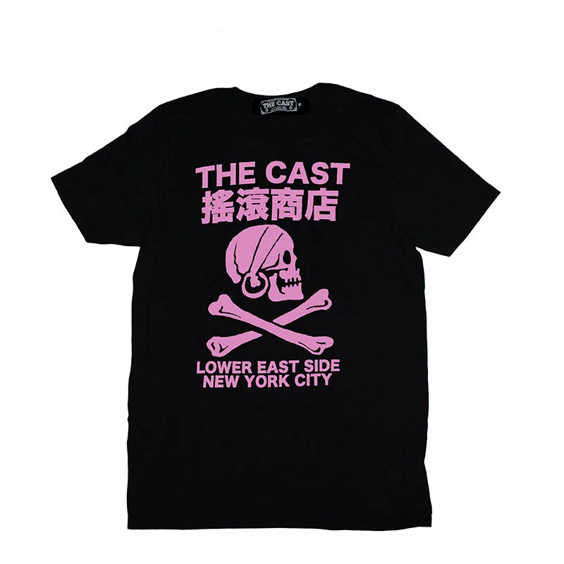 Sleeveless Women T Shirt for Summer ComfortTHE CAST T - BLACK W/PINK INK