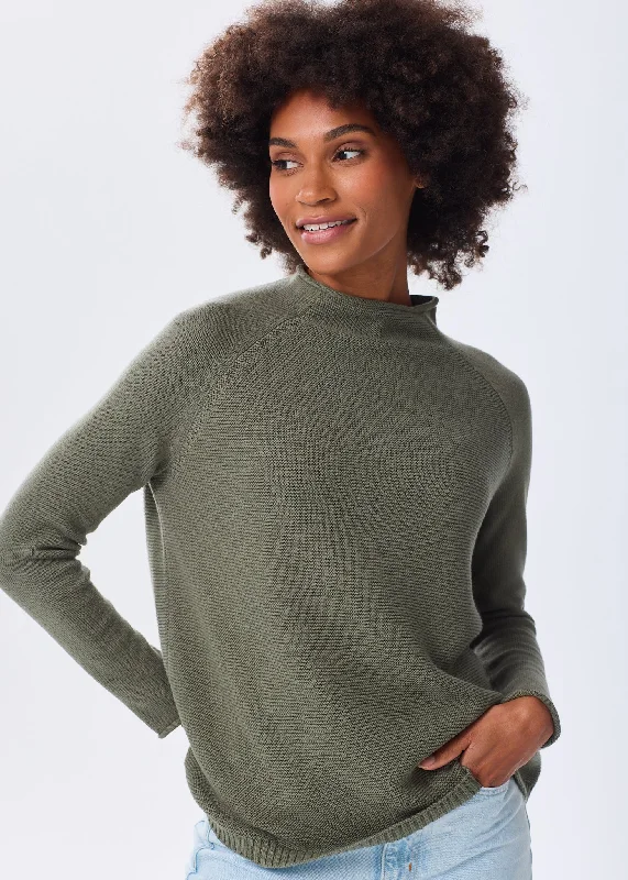 High - Low Hem Women's Cashmere - Blended SweatersThe Cotton Mock Neck