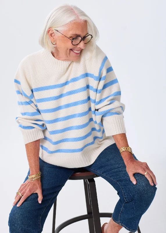Mock Neck Women's Alpaca Wool Sweaters in Earth TonesThe Cashmere Crewneck - Striped Mock Neck Women's Alpaca Wool Sweaters in Earth TonesThe Cashmere Crewneck - Striped