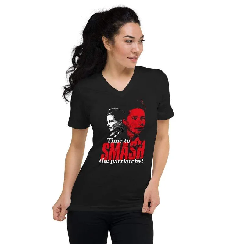 Crop Top Women T Shirt to Pair with High - Waisted BottomsTime to SMASH the patriarchy! by Simone de Beauvoir - Unisex V-Neck T-Shirt Crop Top Women T Shirt to Pair with High - Waisted BottomsTime to SMASH the patriarchy! by Simone de Beauvoir - Unisex V-Neck T-Shirt