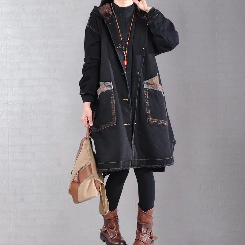 Shearling - lined women's leather coats for ultimate warmth and luxurytop quality black casual outfit Loose fitting warm winter coat hooded alphabet prints overcoat Shearling - lined women's leather coats for ultimate warmth and luxurytop quality black casual outfit Loose fitting warm winter coat hooded alphabet prints overcoat