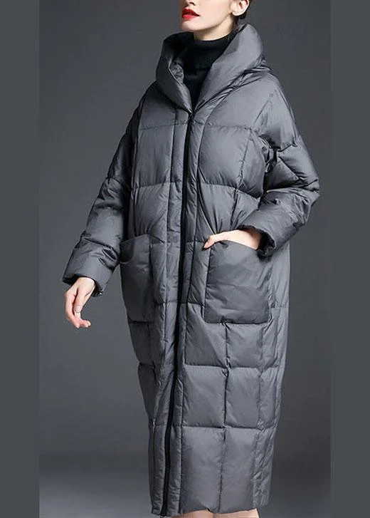 Women's knee - length wool blend coats with a fur collar for added warmthTrendy Grey zippered Warm Thick Winter Duck Down down coat Women's knee - length wool blend coats with a fur collar for added warmthTrendy Grey zippered Warm Thick Winter Duck Down down coat