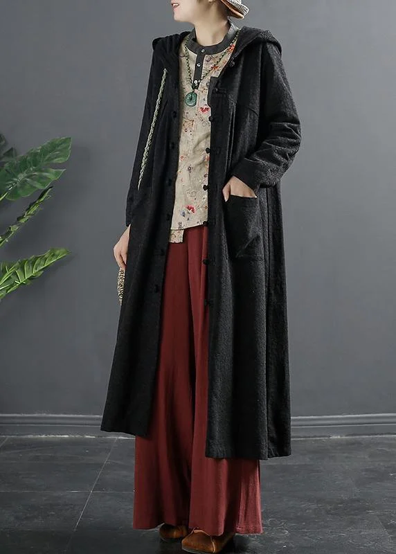 Oversized women's wool coats in a monochromatic look for a trendy outfitUnique Black Fine Clothes For Women Tunic Chinese Button Coat Oversized women's wool coats in a monochromatic look for a trendy outfitUnique Black Fine Clothes For Women Tunic Chinese Button Coat