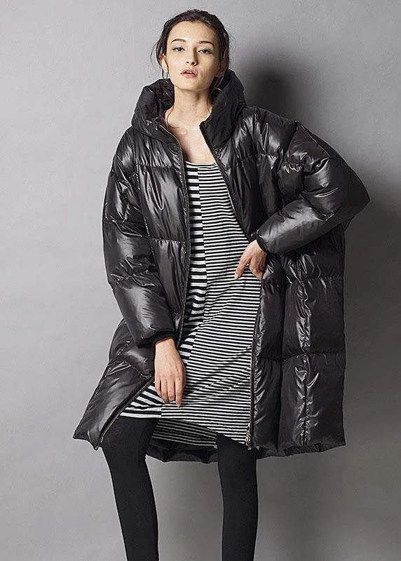 Water - resistant women's trench coats with adjustable cuffs for rainy daysUnique Black hooded zippered Casual Winter Duck Down Thick down coat Water - resistant women's trench coats with adjustable cuffs for rainy daysUnique Black hooded zippered Casual Winter Duck Down Thick down coat