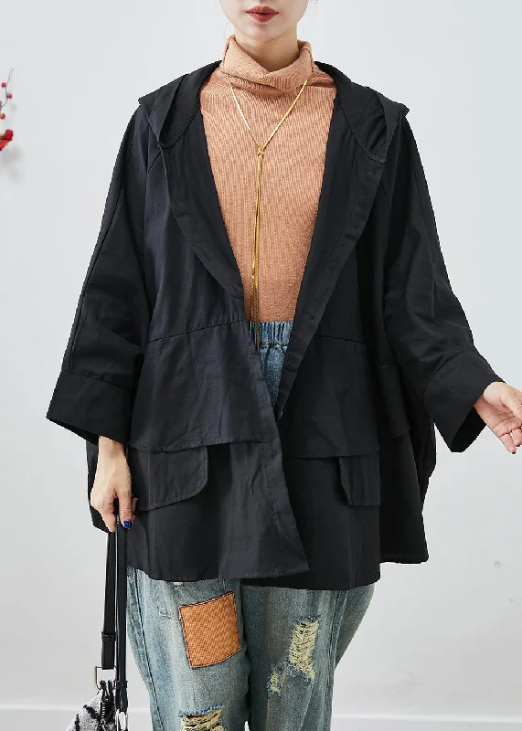 Shearling - lined women's leather coats for ultimate warmth and luxuryUnique Black Oversized Patchwork Cotton Jacket Batwing Sleeve Shearling - lined women's leather coats for ultimate warmth and luxuryUnique Black Oversized Patchwork Cotton Jacket Batwing Sleeve