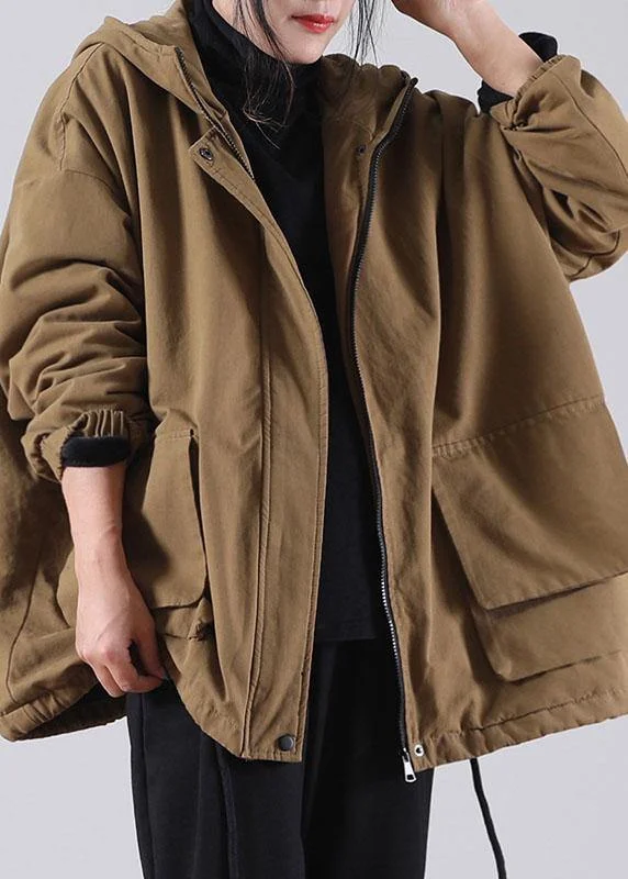 Quilted down women's coats with removable hoods for outdoor activitiesUnique Khaki Hooded drawstring Warm Fleece Jacket In Winter Winter Quilted down women's coats with removable hoods for outdoor activitiesUnique Khaki Hooded drawstring Warm Fleece Jacket In Winter Winter