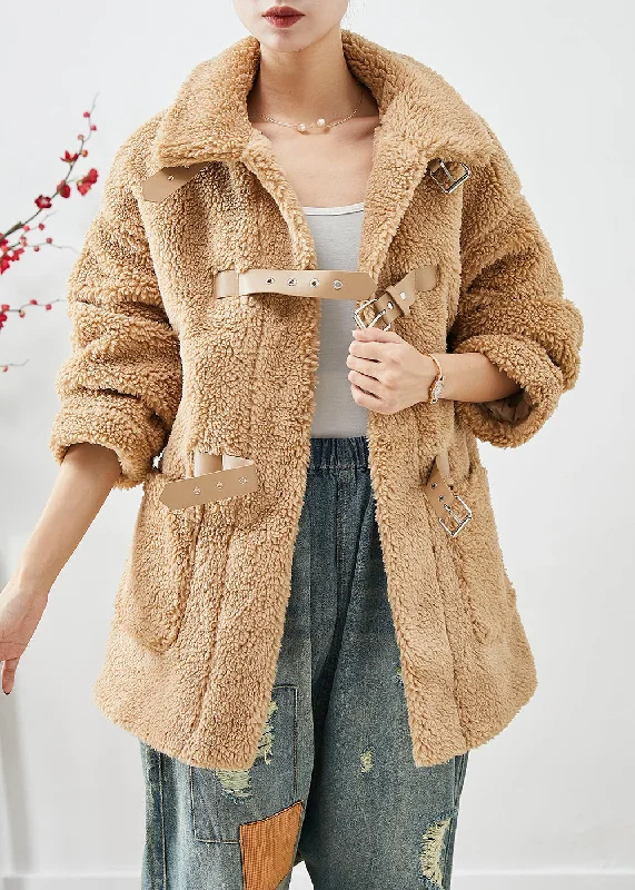 Belted women's cashmere coats in soft pastels for a luxurious feelUnique Khaki Peter Pan Collar Pockets Faux Fur Teddy Coats Winter Belted women's cashmere coats in soft pastels for a luxurious feelUnique Khaki Peter Pan Collar Pockets Faux Fur Teddy Coats Winter
