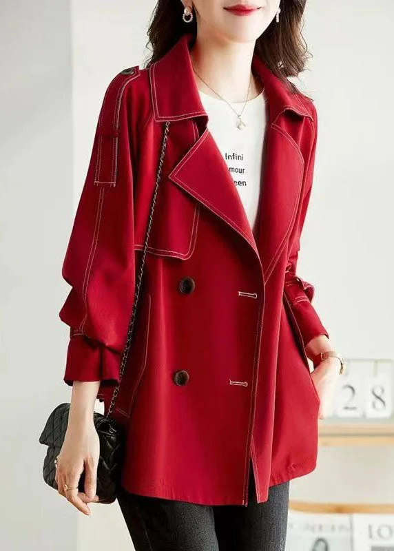 Petite women's wool blend coats with a tailored fit for a flattering silhouetteUnique Red Peter Pan Collar Pockets Button Patchwork Cotton Coats Fall Petite women's wool blend coats with a tailored fit for a flattering silhouetteUnique Red Peter Pan Collar Pockets Button Patchwork Cotton Coats Fall