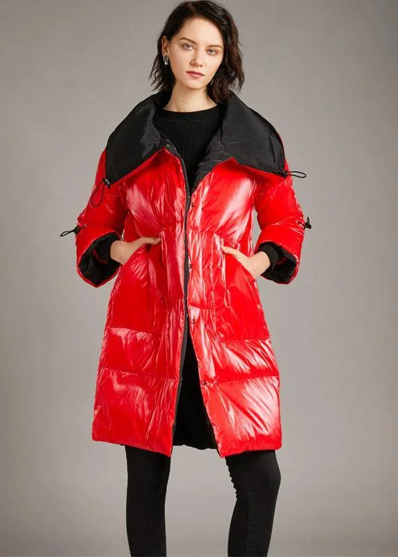 Belted women's cashmere coats in soft pastels for a luxurious feelUnique Red zippered Nail bead fashion Winter Duck Down Coat Belted women's cashmere coats in soft pastels for a luxurious feelUnique Red zippered Nail bead fashion Winter Duck Down Coat