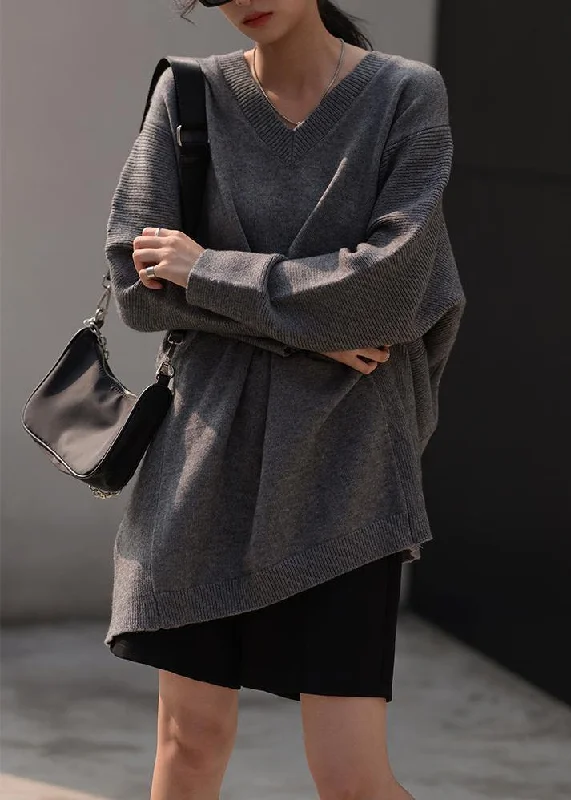 Plus Size Women's Open - Front Cardigan Style Sweater DressesWomen fall dark gray sweaters oversized v neck Blouse Plus Size Women's Open - Front Cardigan Style Sweater DressesWomen fall dark gray sweaters oversized v neck Blouse
