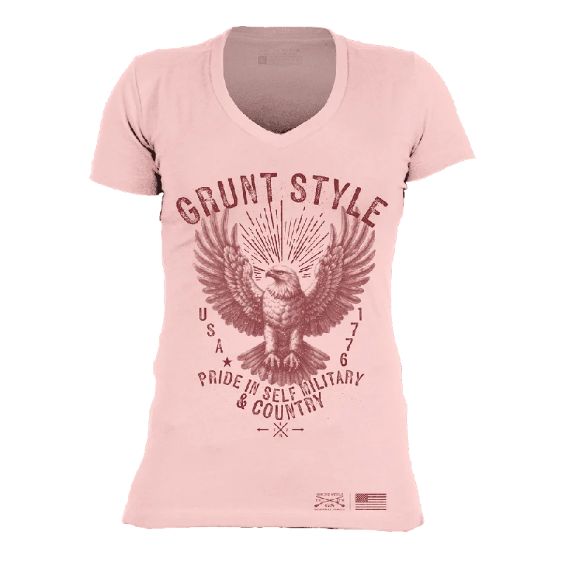 Organic Cotton Women T Shirt for Eco - Conscious WearersWomen's Ethos Eagle V-Neck - Light Pink Organic Cotton Women T Shirt for Eco - Conscious WearersWomen's Ethos Eagle V-Neck - Light Pink