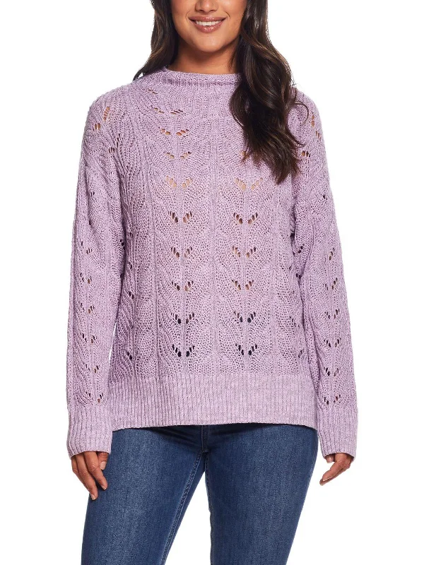 Plus Size Women's Long Sleeve Cable Knit Sweater DressesWomens Ribbed Trim Open Stitch Mock Turtleneck Sweater Plus Size Women's Long Sleeve Cable Knit Sweater DressesWomens Ribbed Trim Open Stitch Mock Turtleneck Sweater