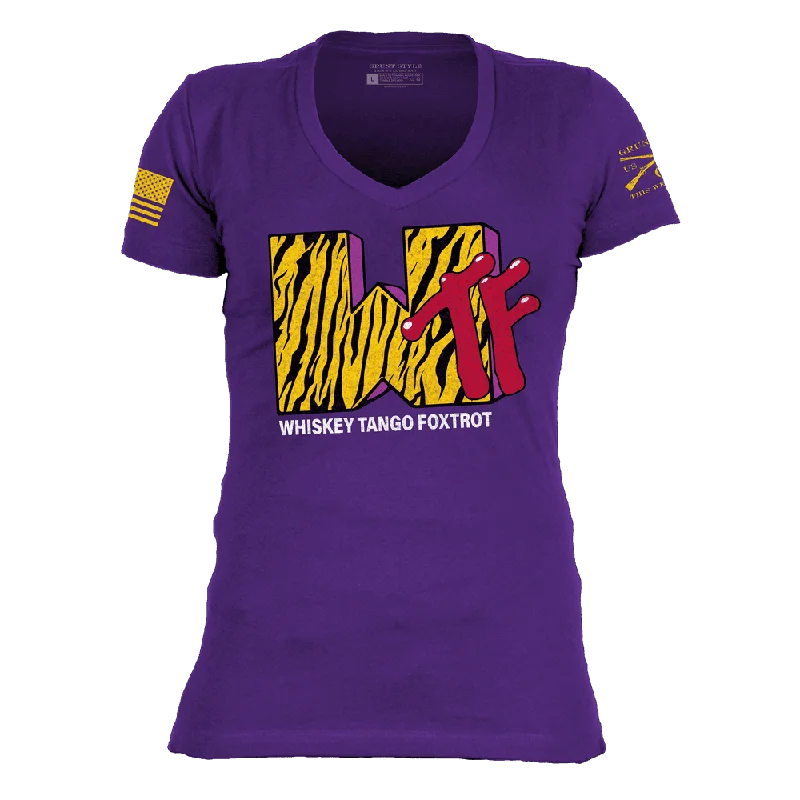 Women's WTF Television V-Neck - Purple Rush