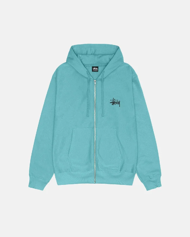 Women's zip - up sweatshirt in pastel blue for a soft and stylish outfitBASIC STÜSSY ZIP HOODIE Women's zip - up sweatshirt in pastel blue for a soft and stylish outfitBASIC STÜSSY ZIP HOODIE
