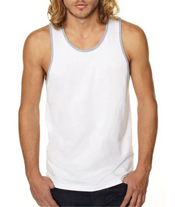 3633 Next Level Men's Premium Jersey Tank Top | White/Heather Grey