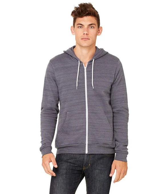 3739 Bella + Canvas Unisex Poly-Cotton Fleece Full-Zip Hoodie | Dark Grey Marble