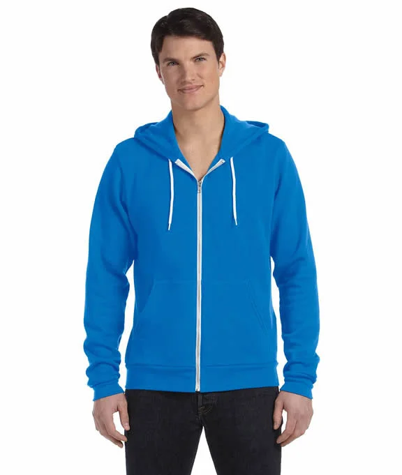 3739 Bella + Canvas Unisex Poly-Cotton Fleece Full-Zip Hoodie | Neon Blue