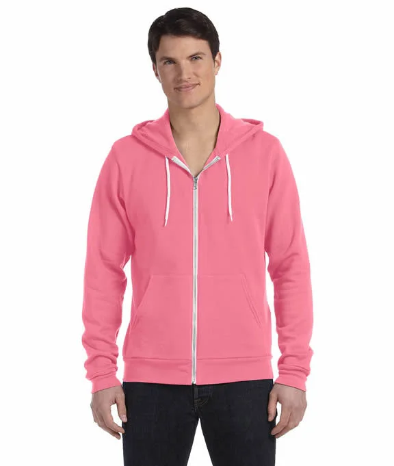 3739 Bella + Canvas Unisex Poly-Cotton Fleece Full-Zip Hoodie | Neon Pink