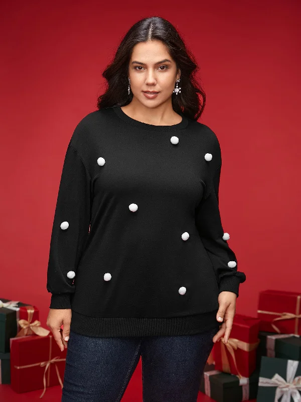 Women's fleece - lined hoodie with thumbholes for warmth in winter3D Dots Round Neck Relaxed Fit Sweatshirt Women's fleece - lined hoodie with thumbholes for warmth in winter3D Dots Round Neck Relaxed Fit Sweatshirt