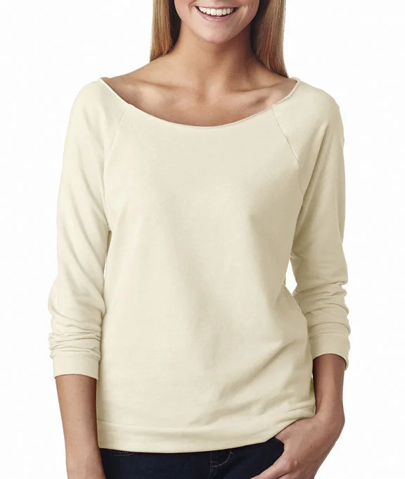 6951 Next Level Ladies' Terry Raw-Edge 3/4-Sleeve Raglan Shirt | Ivory