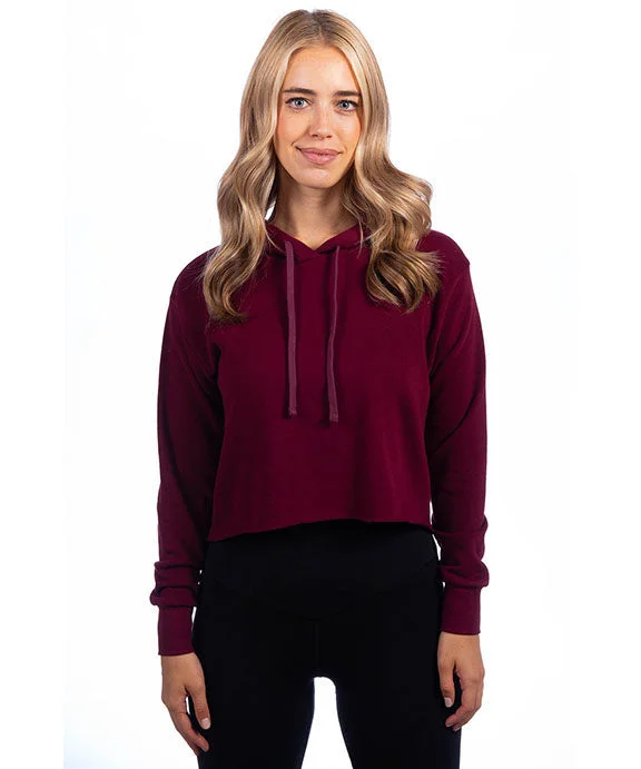 9384 - Next Level Ladies Cropped Pullover Hooded Sweatshirt | Maroon